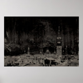 Schwarz und Taupe Skyline Venedig Italien Poster