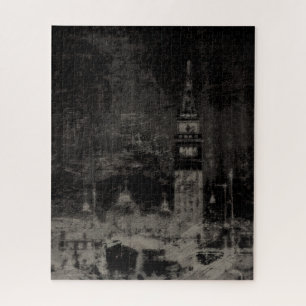 Schwarz und Taupe Skyline Venedig Italien Puzzle