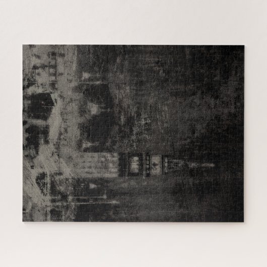 Schwarz und Taupe Skyline Venedig Italien Puzzle (Horizontal)