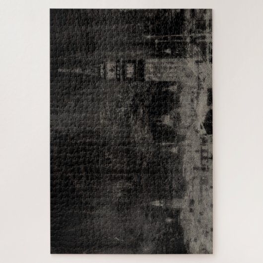 Schwarz und Taupe Skyline Venedig Italien Puzzle (Vertikal)