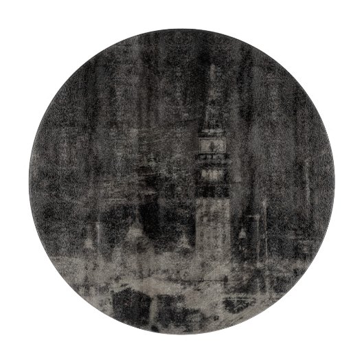 Schwarz und Taupe Skyline Venedig Italien Schneidebrett (Vorderseite)