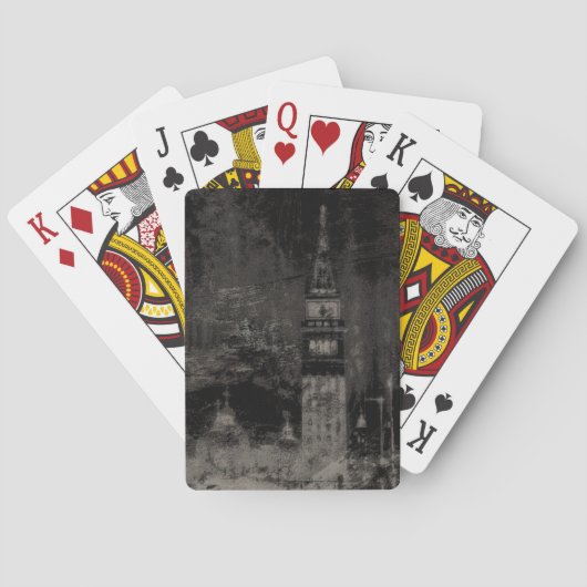 Schwarz und Taupe Skyline Venedig Italien Spielkarten (Rückseite)