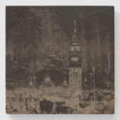 Schwarz und Taupe Skyline Venedig Italien Steinuntersetzer (Vorderseite)