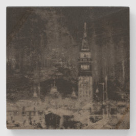 Schwarz und Taupe Skyline Venedig Italien Steinuntersetzer