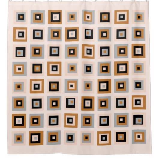 Schwarz und Terracotta Mitte des Jahrhunderts Quad Duschvorhang (Vorderseite)