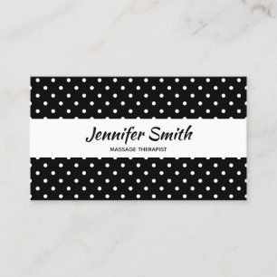 Schwarz und Tiny White Polka Dot Massage Therapeut Visitenkarte