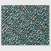 Schwarz und Türkis Cheetah Print Geschenkpapier (Flach)