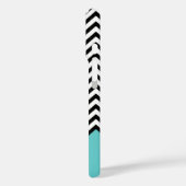 Schwarz und Türkis Modernes Zickzack Monogramm Case-Mate iPhone Hülle (Rückseite / Links)