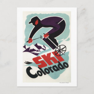 Schwarz und violett gekleideter Skifahrer Postkarte