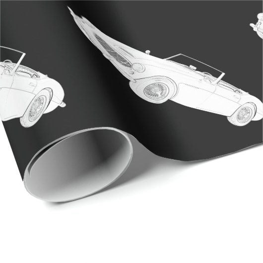 Schwarz und Weiß 1960 Austin-Healey Rendering Geschenkpapier (Rolleneckpunkt)