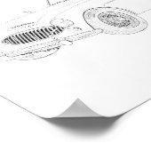 Schwarz und Weiß 1960 Zeichnend Austin Healey Poster (Ecke)