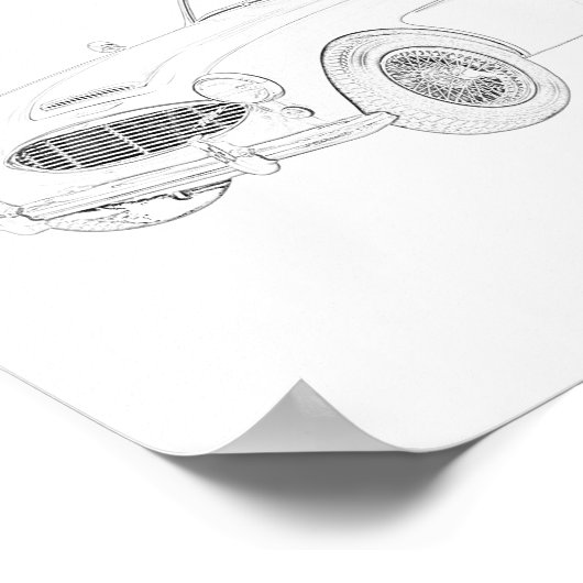 Schwarz und Weiß 1960 Zeichnend Austin Healey Poster (Ecke)