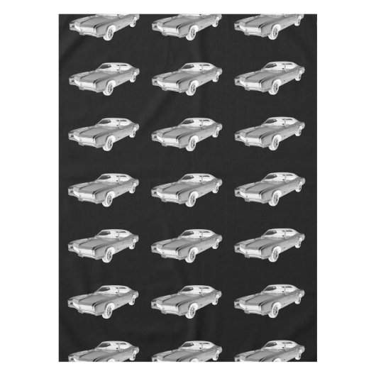 Schwarz und Weiß 1967 Buick Riviera Pop Tischdecke (Vorderseite)