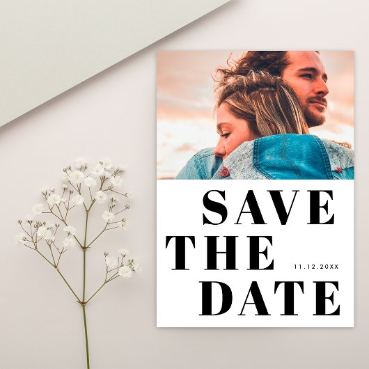 Schwarz und Weiß 1 Foto Minimalistisch Einfache Ho Save The Date
