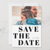 Schwarz und Weiß 1 Foto Minimalistisch Einfache Ho Save The Date (Vorderseite)