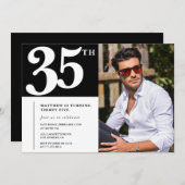 Schwarz und Weiß 35. Geburtstag Einladungen (Vorne/Hinten)