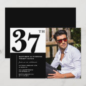 Schwarz und Weiß 37. Geburtstag Einladungen Foto (Vorne/Hinten)