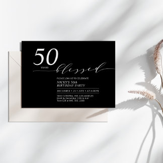 Schwarz und Weiß | 50 Years Loved 50. Geburtstagsp Einladung