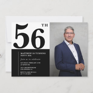 Schwarz und Weiß 56. Geburtstag Einladungen Foto