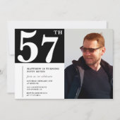 Schwarz und Weiß 57. Geburtstag Einladungen Foto (Vorderseite)