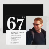 Schwarz und Weiß 67. Geburtstag Einladungen Foto (Vorne/Hinten)