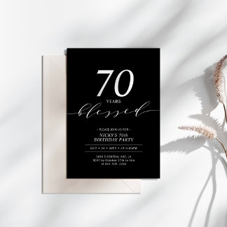 Schwarz und Weiß | 70 Years Loved 70. Geburtstagsp Einladung