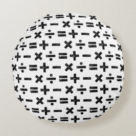 Schwarz und Weiß Alle Mathematik Symbole Lino Schn Rundes Kissen