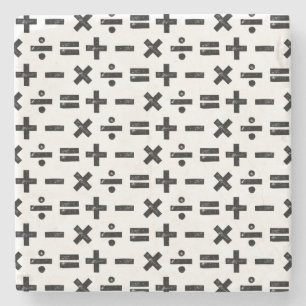 Schwarz und Weiß Alle Mathematik Symbole Lino Schn Steinuntersetzer