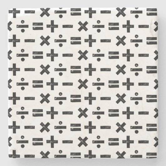 Schwarz und Weiß Alle Mathematik Symbole Lino Schn Steinuntersetzer (Vorderseite)