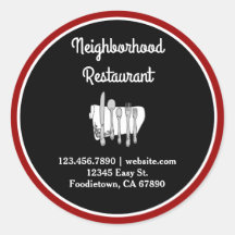 Schwarz und Weiß auf Red Custom Restaurant Sticker