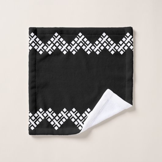 Schwarz und Weiß Badhandtuch Set (Waschlappen)