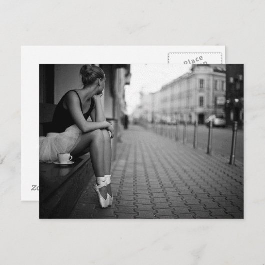 Schwarz und Weiß Ballerina Postkarte (Vorne/Hinten)