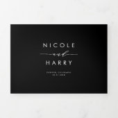 Schwarz und Weiß bei Minimalistischer Script-Hochz Dreifach Gefaltete Einladung (Cover)