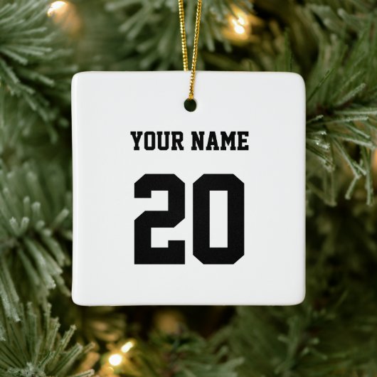 Schwarz und Weiß, benutzerdefinierte Nummer und Na Keramikornament (Baum)