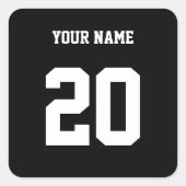 Schwarz und Weiß, benutzerdefinierte Nummer und Na Quadratischer Aufkleber (Vorderseite)