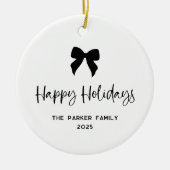 Schwarz und Weiß | Bow und Foto Happy Holidays Keramik Ornament (Vorne)