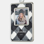 Schwarz und Weiß Buffalo Kariert und Foto Ch Rahmen-Ornament Silber (Links)