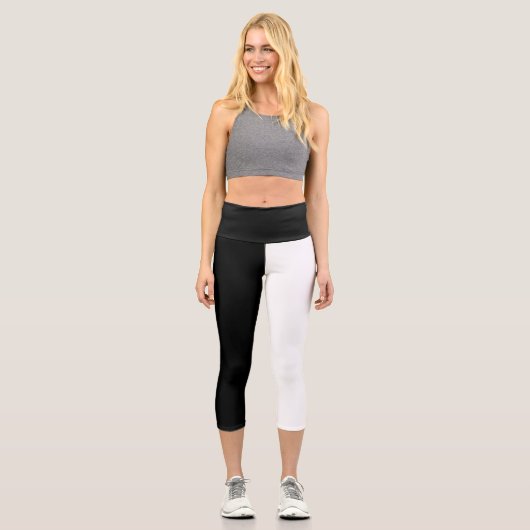 Schwarz und Weiß Capri Leggings (Vorderseite)