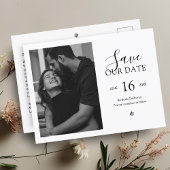 Schwarz und Weiß | Chic Minimal Save the Date Foto Postkarte