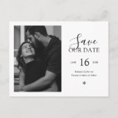 Schwarz und Weiß | Chic Minimal Save the Date Foto Postkarte (Vorderseite)