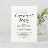 Schwarz und Weiß | Chic Modern Engagement Party Einladung (Stehend Vorderseite)