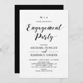 Schwarz und Weiß | Chic Modern Engagement Party Einladung (Vorne/Hinten)
