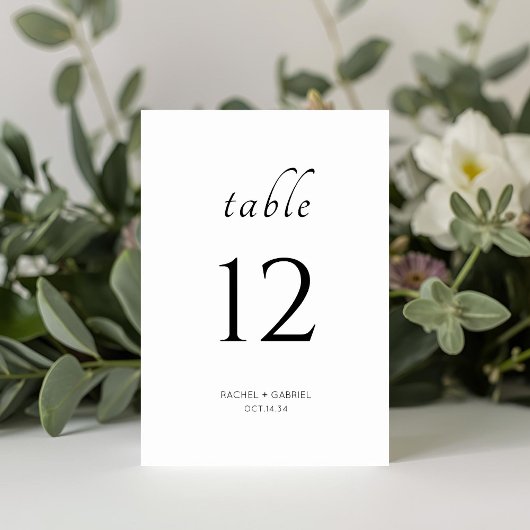 Schwarz und Weiß | Chic Modern Floral Wedding Tischnummer