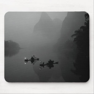 Schwarz und Weiß, China, Li-Fluss, Fischer auf Mousepad