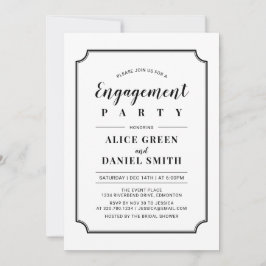 Schwarz und Weiß | Classic Wedding Engagement Part Einladung