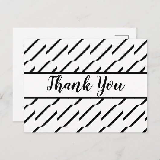 Schwarz und Weiß Crisp und Classic Vielen Dank Postkarte (Vorne/Hinten)