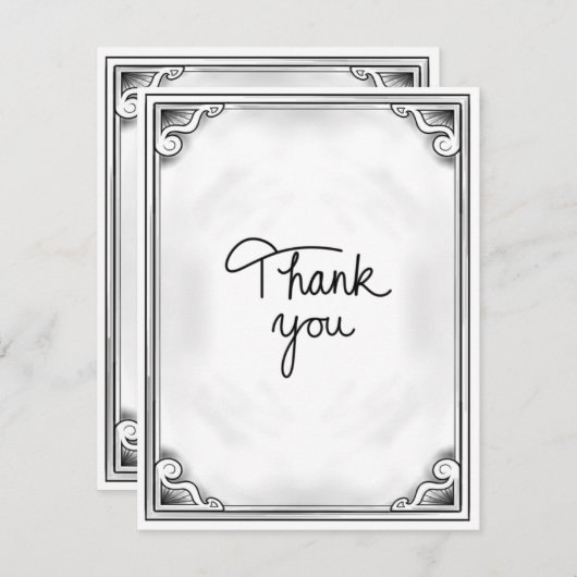 Schwarz und Weiß Danke Karte Rustikal flach Leere (Vorne/Hinten)