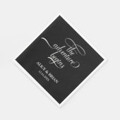 Schwarz und Weiß Das Abenteuer beginnt Hochzeit Serviette (Ecke)