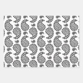 Schwarz und Weiß Dog Paw Print Paisley Geschenkpapier Set (Vorderseite 2)