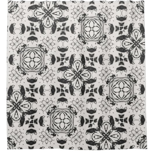 Schwarz und Weiß Duschvorhang (Vorderseite)